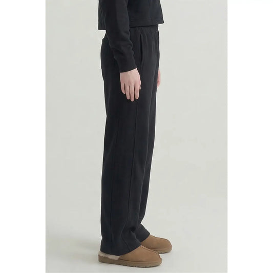 Pre Shrunk Cotton Terry Wide Pants - Vintage Black
