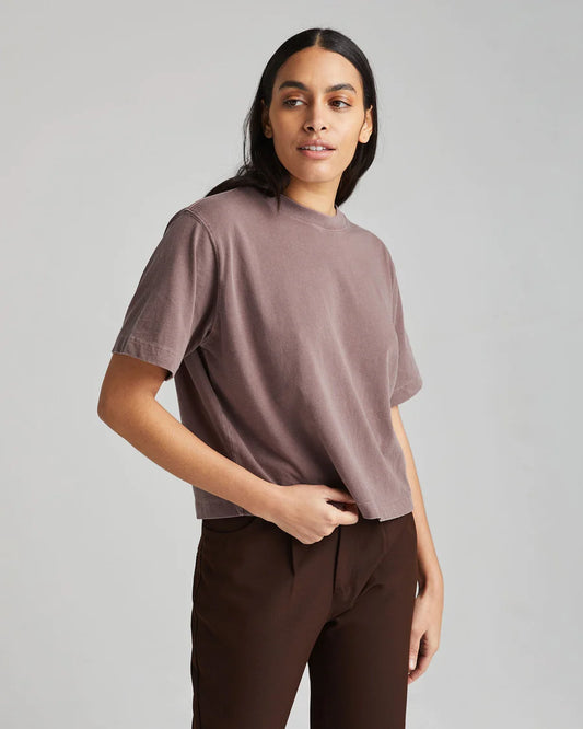 Women's Relaxed Crop Tee - Plum Smoke