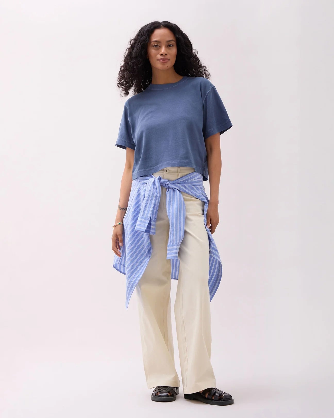 Women's Relaxed Crop Tee (Vintage Indigo)