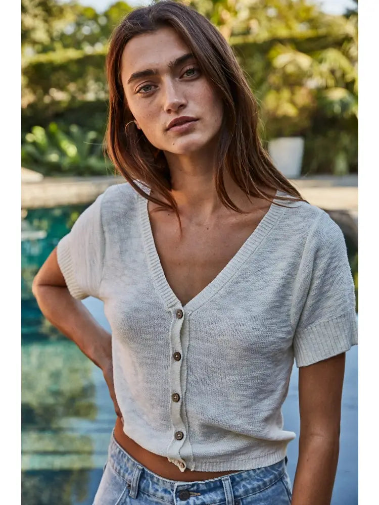 Deacon Cardigan Top (Ivory)