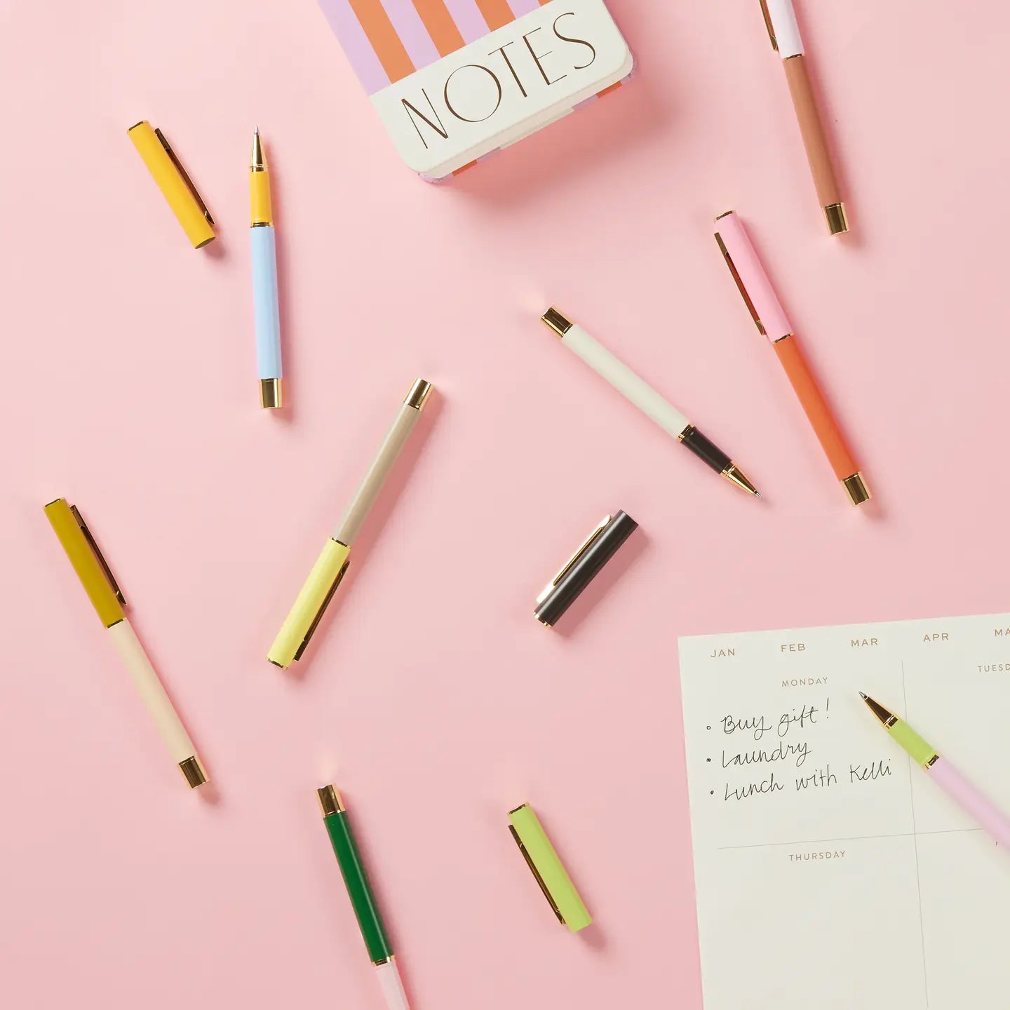 Color Block Pens, Set of 2 | Red Orange + Emerald