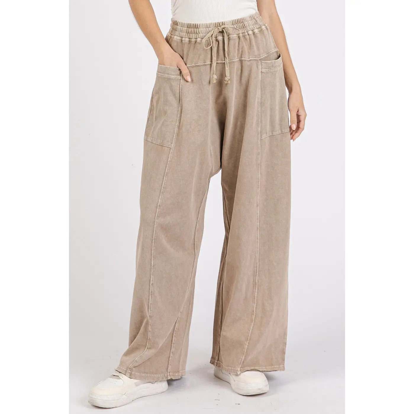 Mineral Wash Barrel Leg Pants (Mushroom)