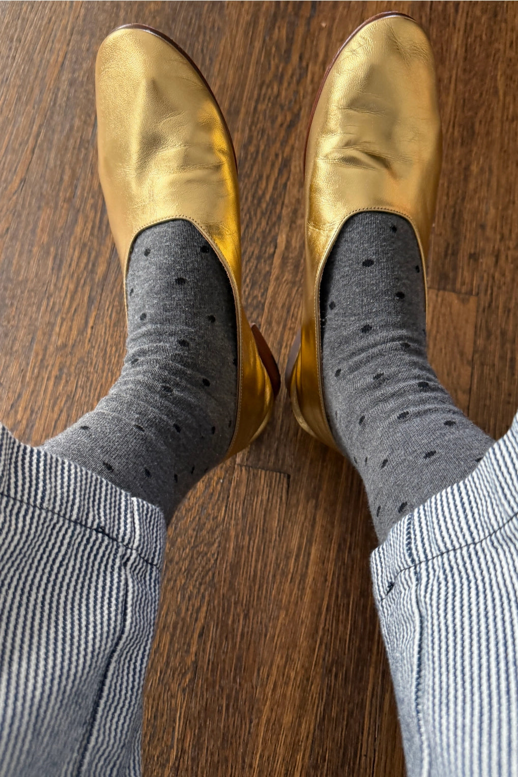 Sneaker Socks (Charcoal Polka Dots)