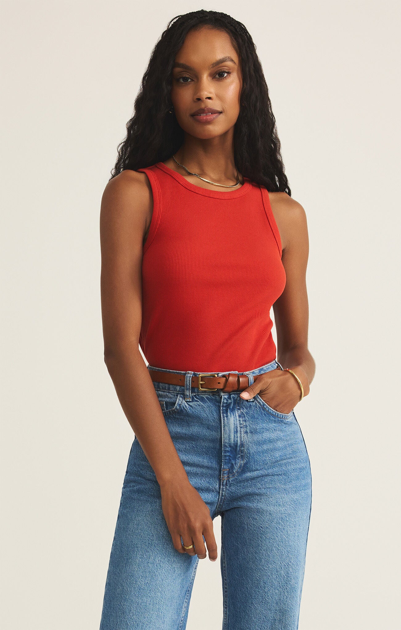 Hadley Rib Tank (Cabana Red)
