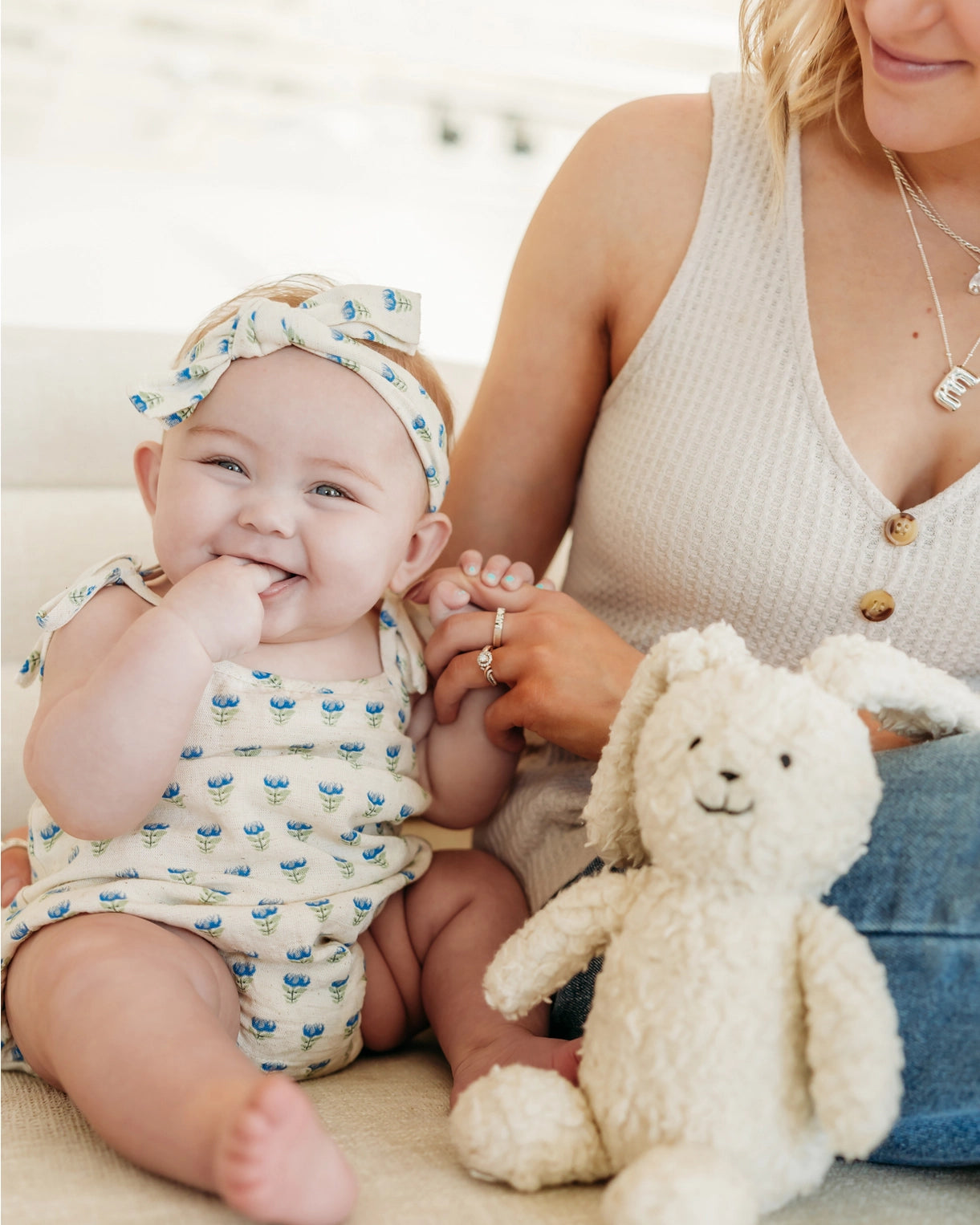 Jaipur Linen Blend Bubble Baby Romper + Headband