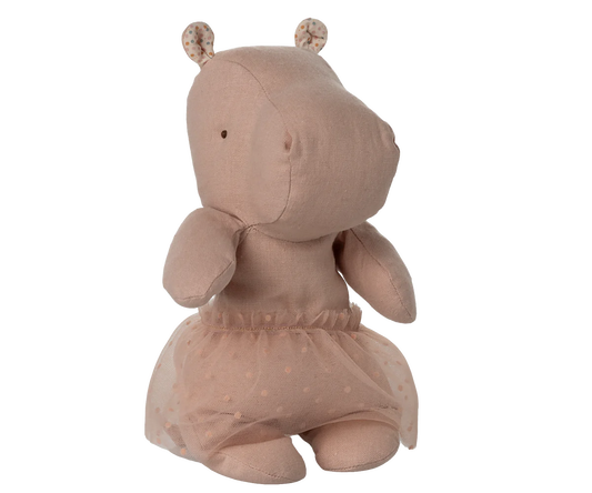 Safari friends, Hippo w. skirt, Small - Soft rose