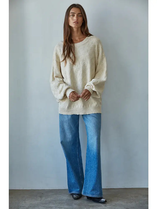 Iona Checkered Knit Pullover Sweater