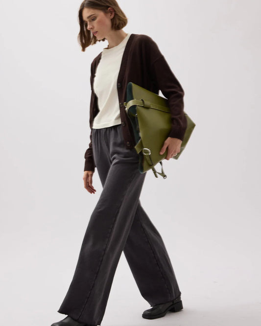 The Recycled Fleece Wide Leg Pant (Mineral Black)