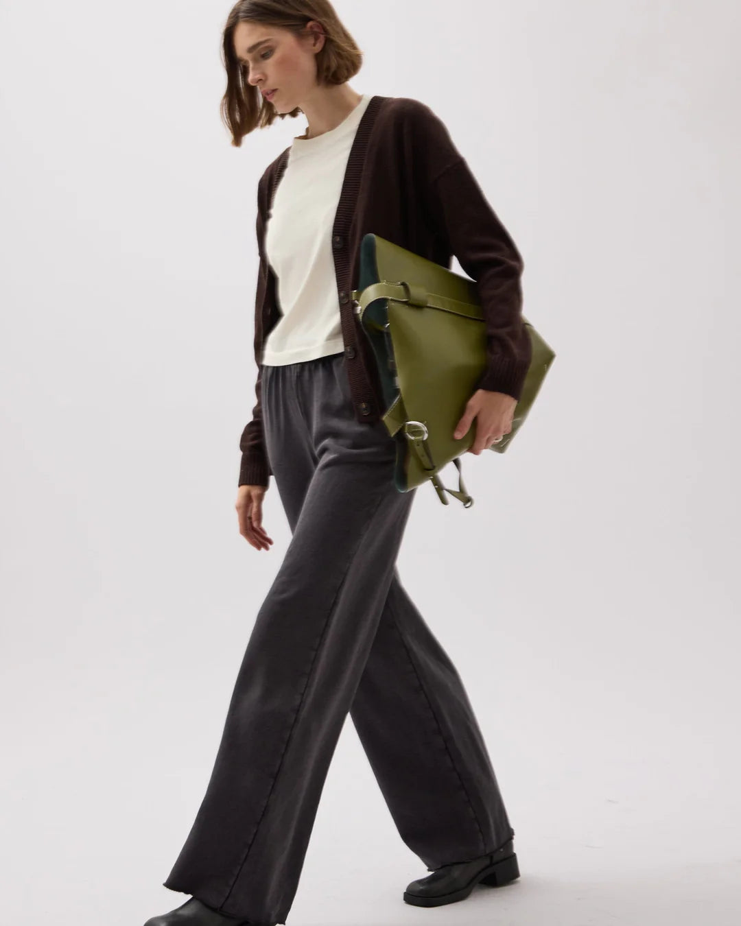 Women's Vintage Recycled Fleece Wide Leg Pant (Mineral Black)