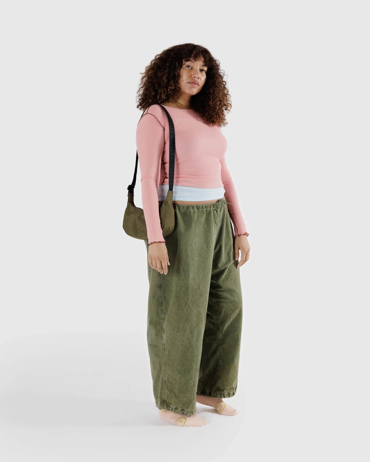 Small Nylon Crescent Bag | Seaweed