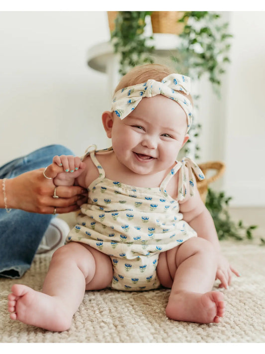 Jaipur Linen Blend Bubble Baby Romper + Headband