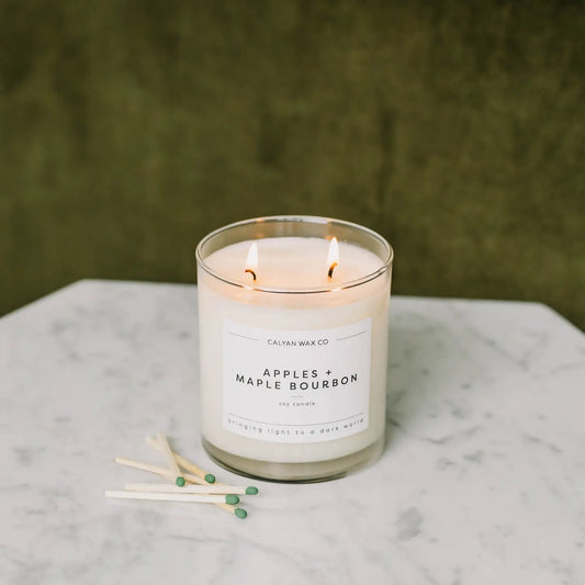 Apples + Maple Bourbon - Glass Tumbler Soy Candle