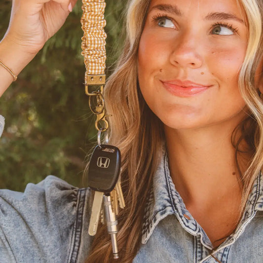 Mustard Gingham Keychain