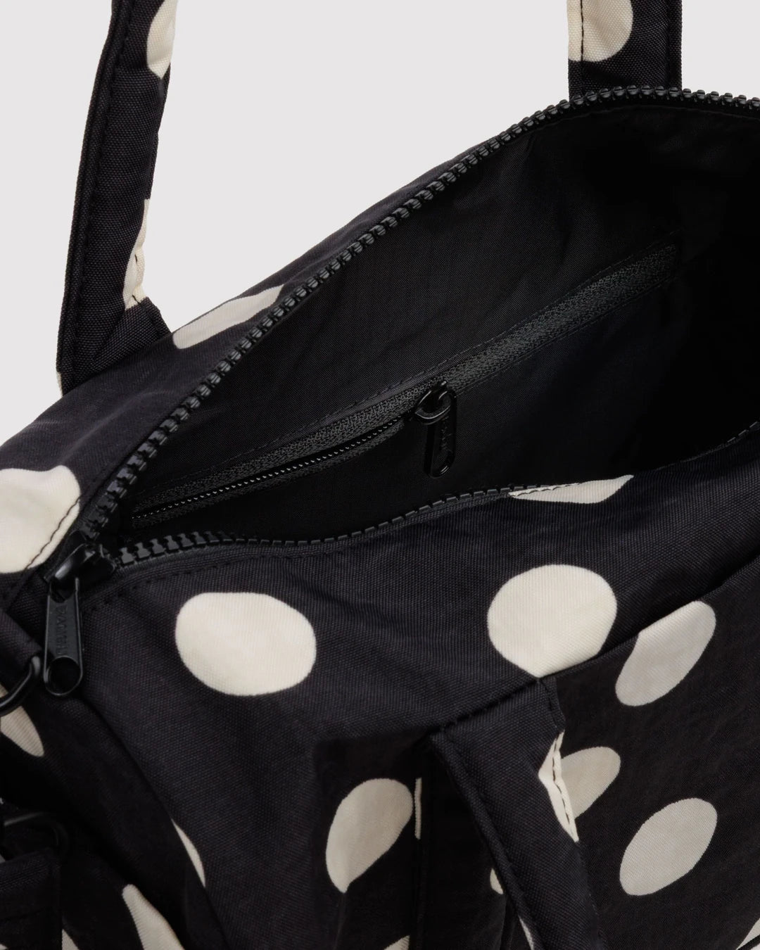 Black And Cream Polka Dot Nylon Duffle Bag