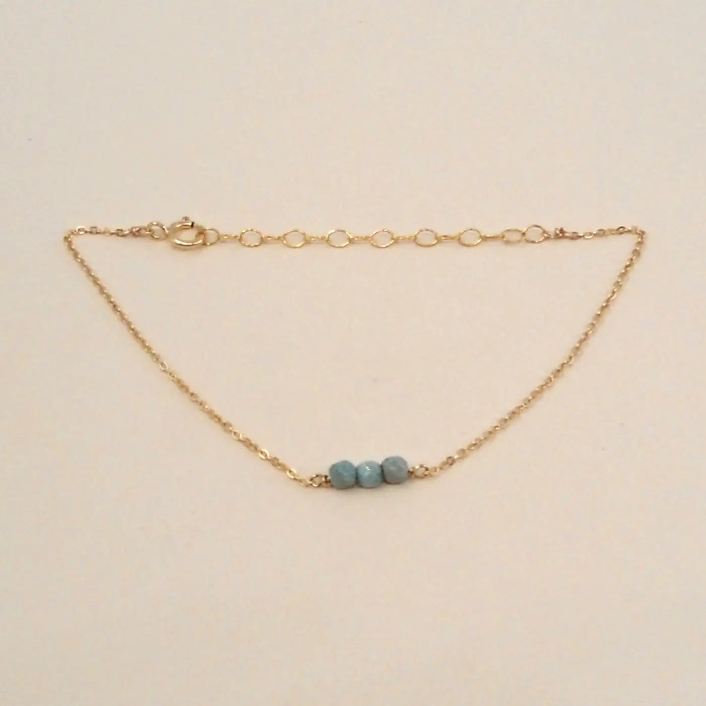 Turquoise Three Bead Gold Filled Bracelet