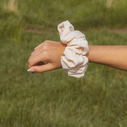 Cream Gingham Jumbo Scrunchie