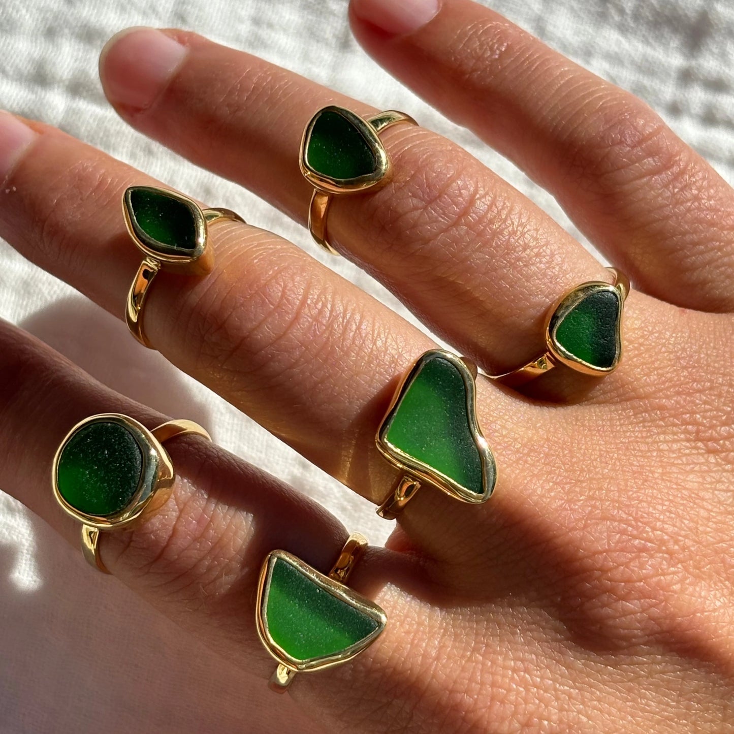 Green Sea Glass Ring (Handmade 925 Silver)