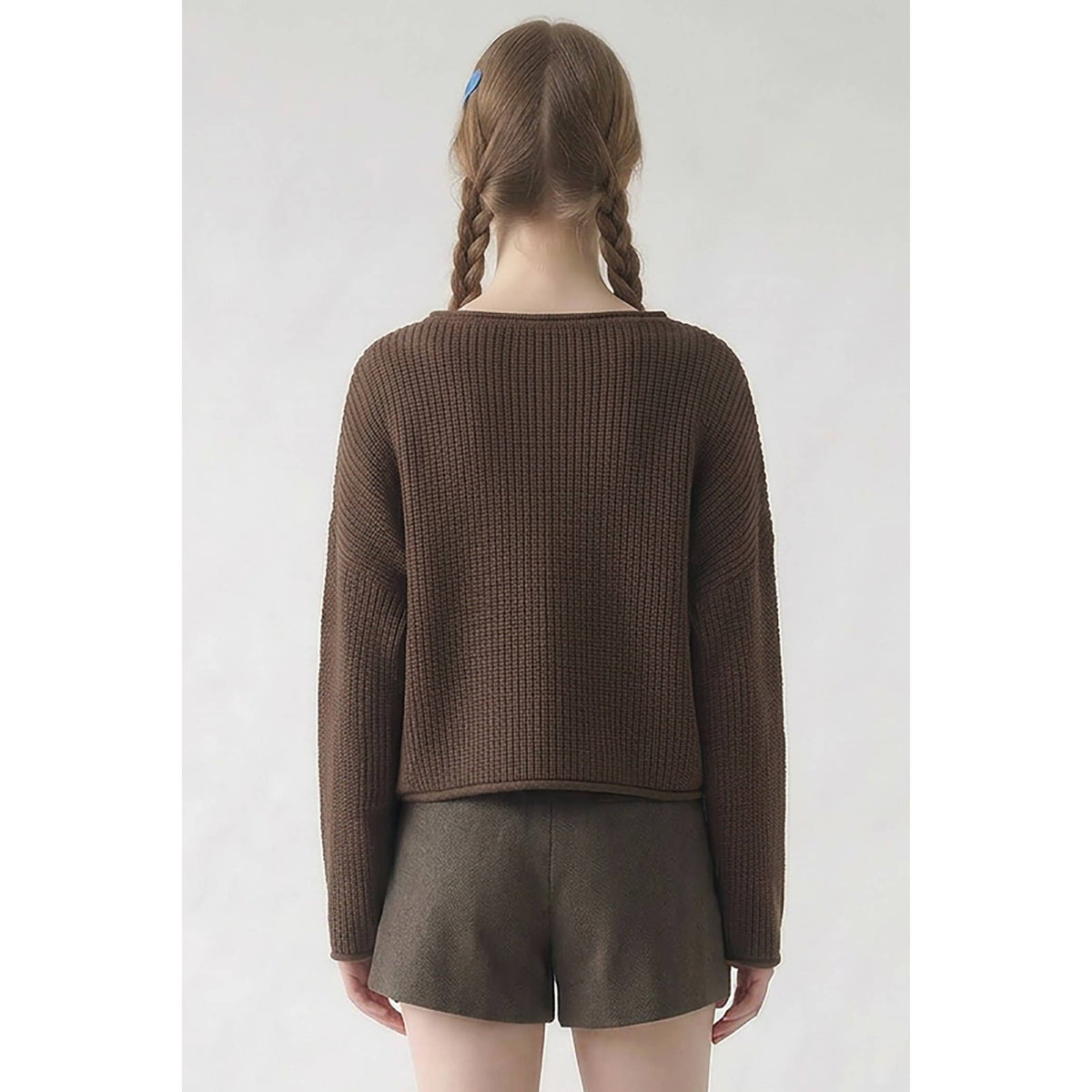 Brown Boxy Knit Sweater
