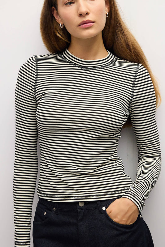 Black + Cream Striped Perry Top