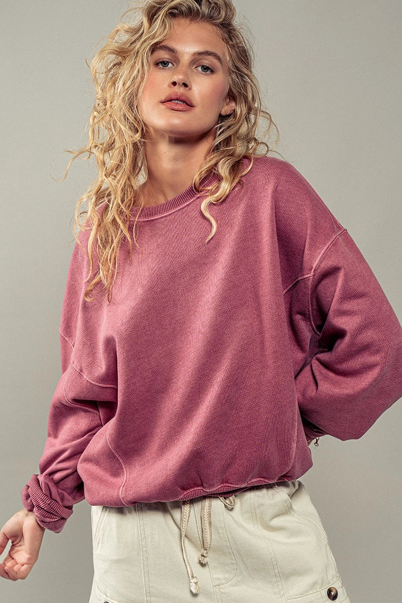 Organic Cotton Oversized Sweatshirt (Rose)