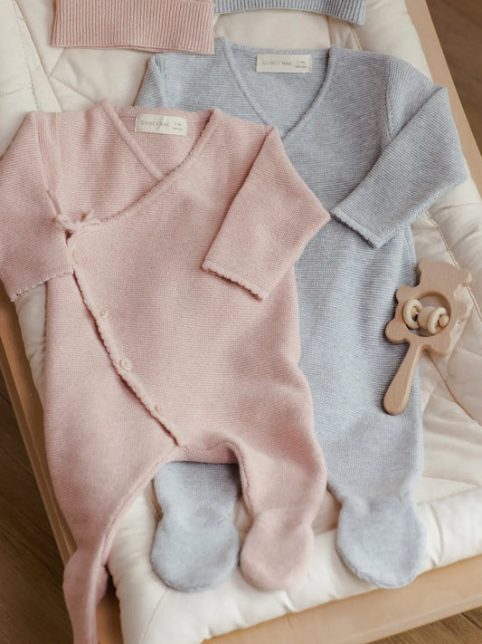 Wrap Knit Footie || Heathered Rose