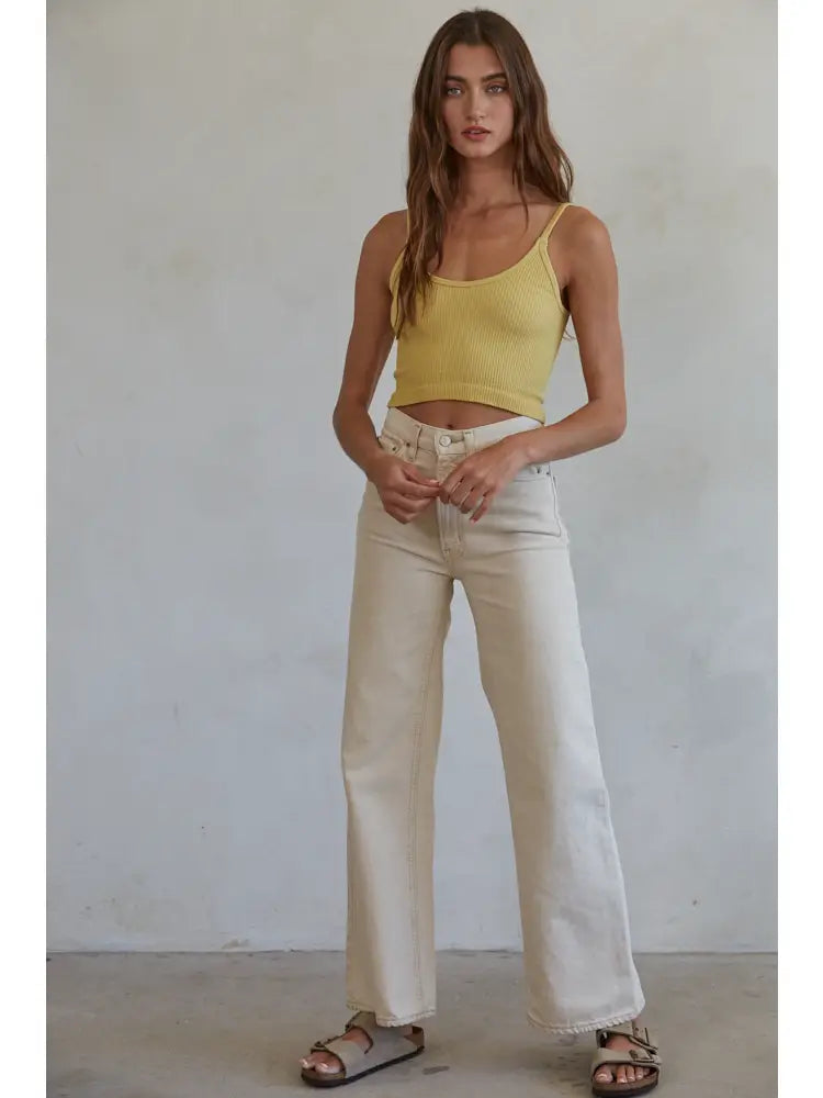 Knit Ribbed Seamless Brami (Dusty Yellow)