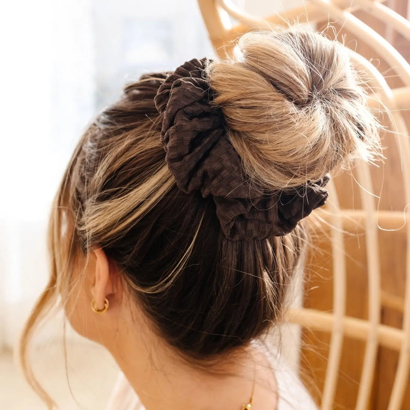 Espresso Jumbo Checked Scrunchie