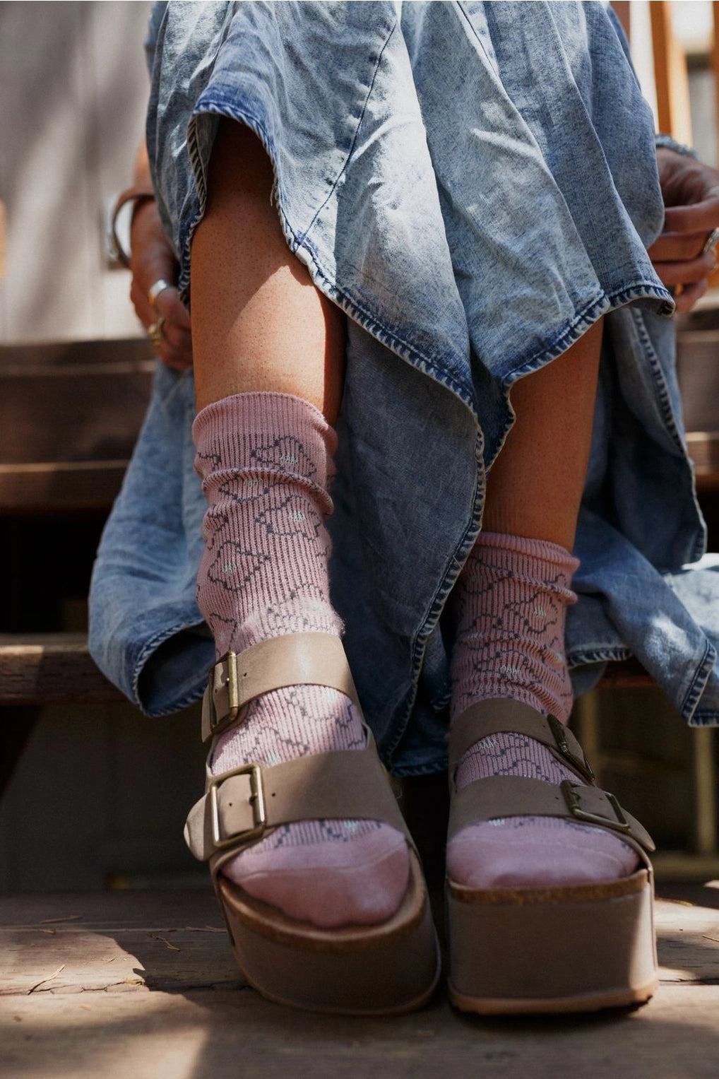 Retro Bloom Socks - Blush