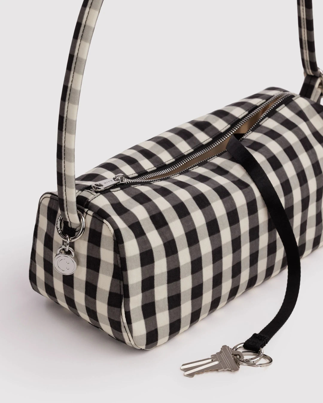 Black And Cream Gingham Nylon Loaf Bag