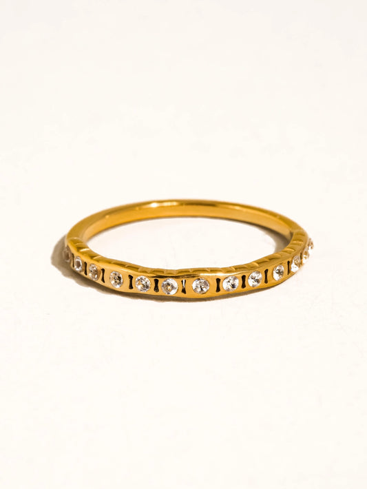 Flair 18K Gold Non-Tarnish Thin Cz Band