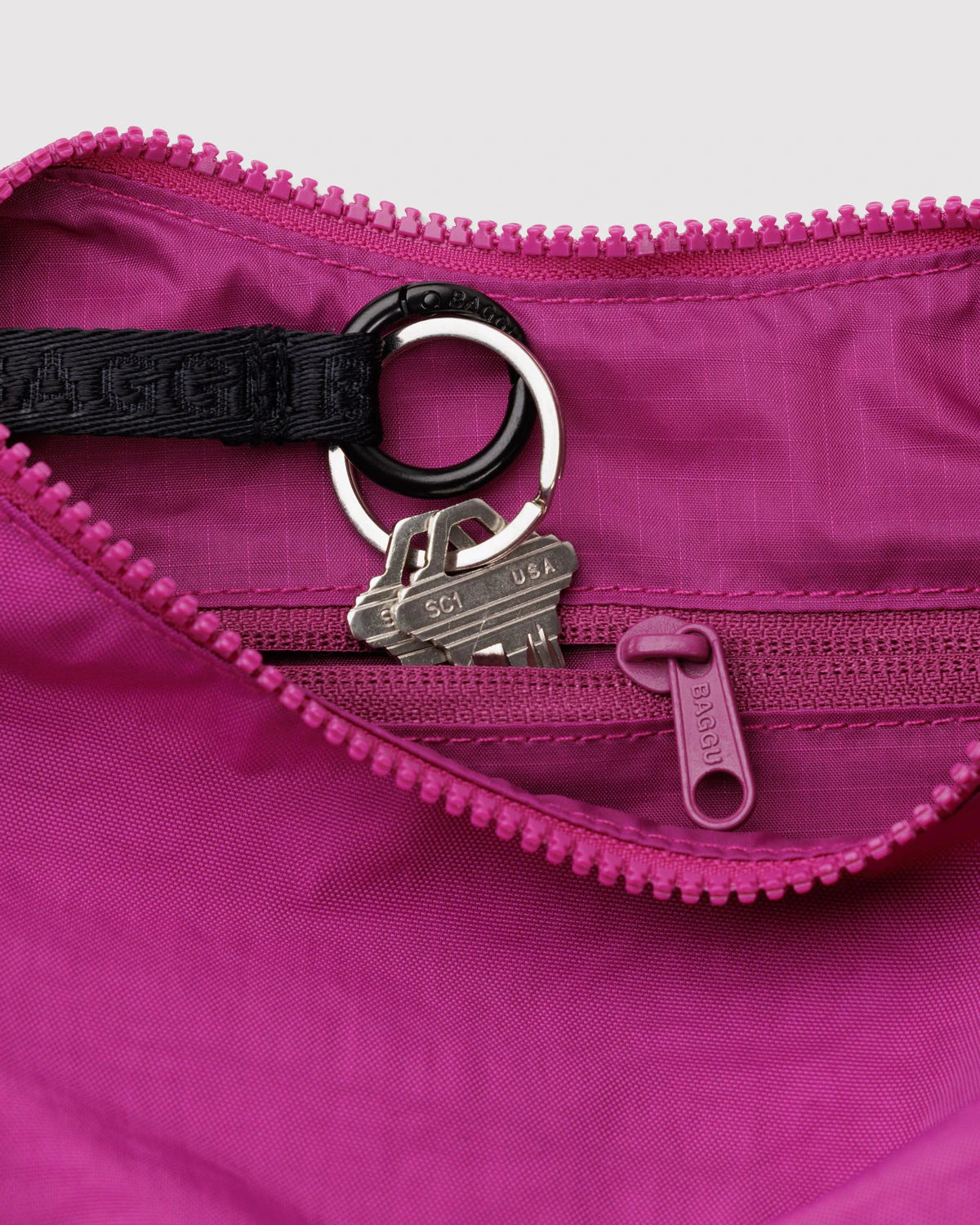 Small Nylon Crescent Bag (Deep Fuchsia)