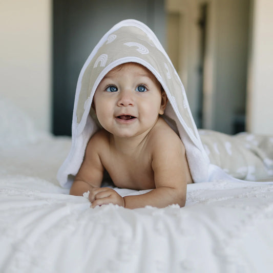 Sand Rainbow Muslin Hooded Towel