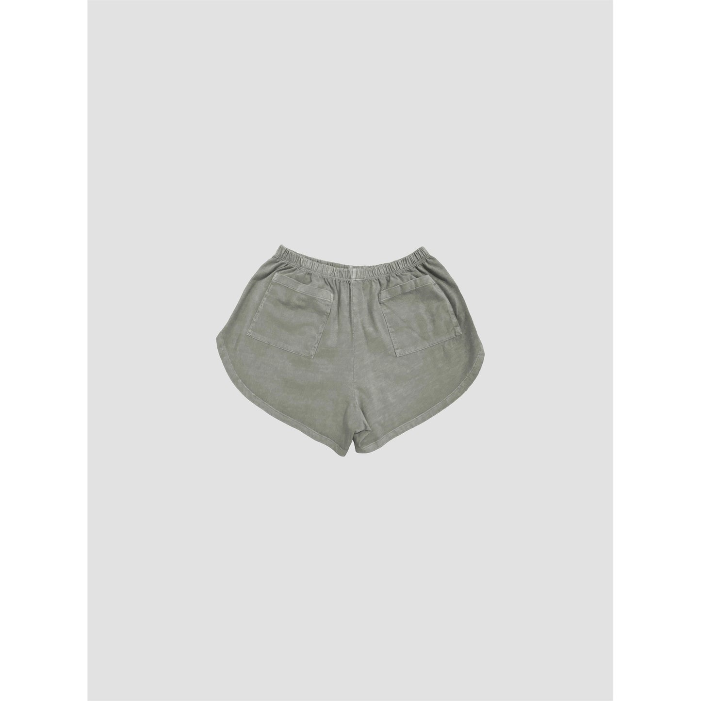 High-Waist Mineral Washed Cotton Jersey Dolphin Short (Sage Green)