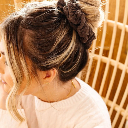 Espresso Jumbo Checked Scrunchie