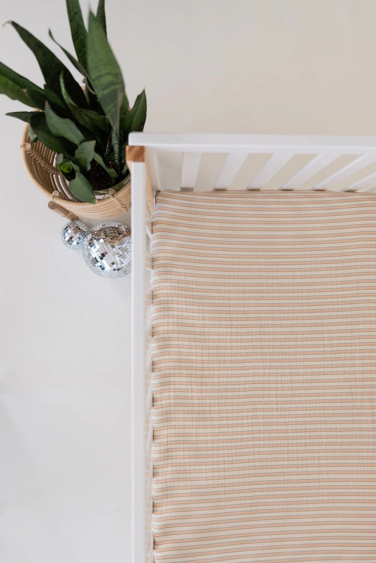 100% Cotton Muslin Retro Stripe | Crib Sheet