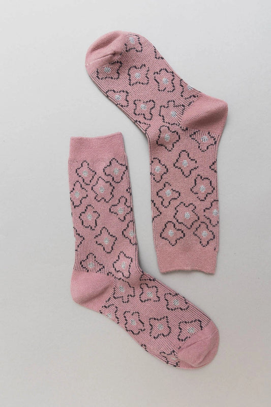 Retro Bloom Socks - Blush