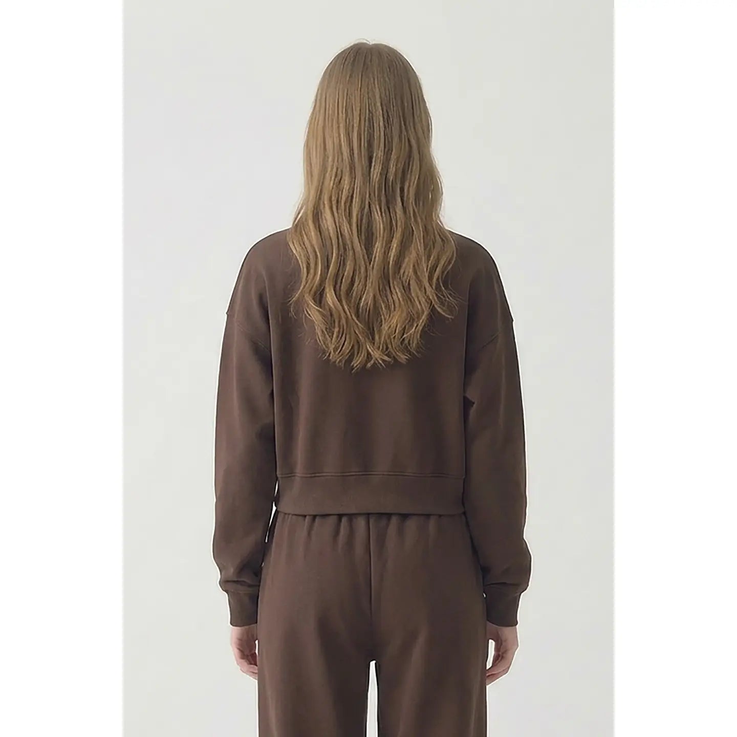 Chocolate 100% Cotton Oversized Cropped Sweatshirt