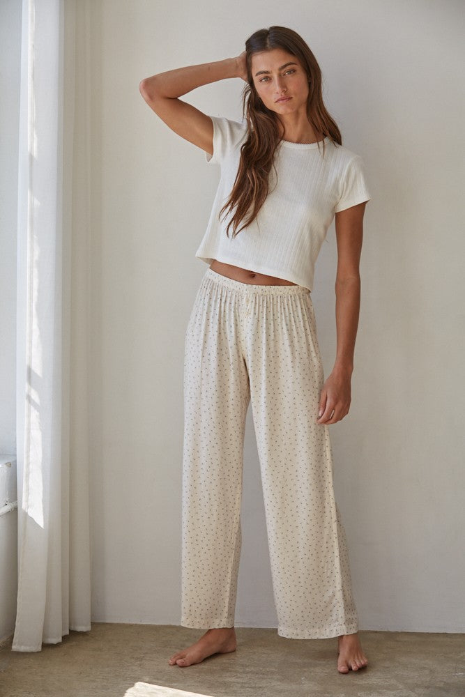 The Pointelle Ribbed Tee (Off White)