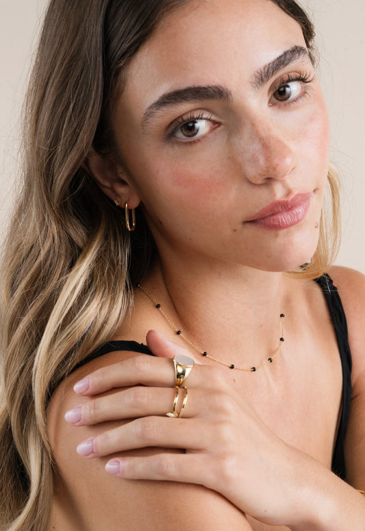 Gold Hoop Earrings - Large Rectangle