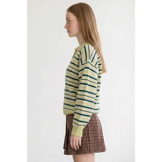 Yellow Stripe Polo Sweater