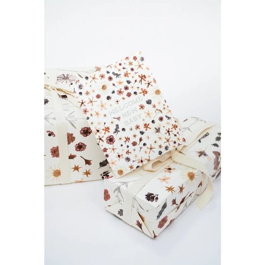 Pressed Flowers Welcome Baby Card