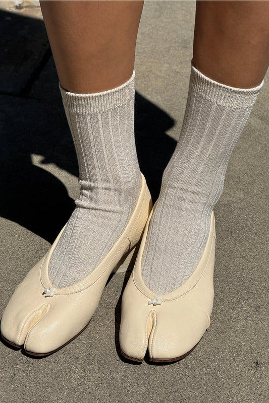 Her Socks - Modal Lurex (Ivory Gold)