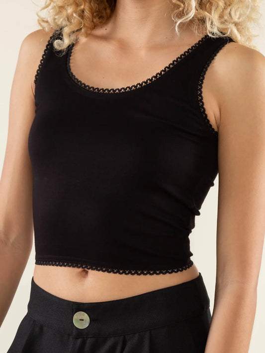 Poppy Crop Tank | Scallop Trim