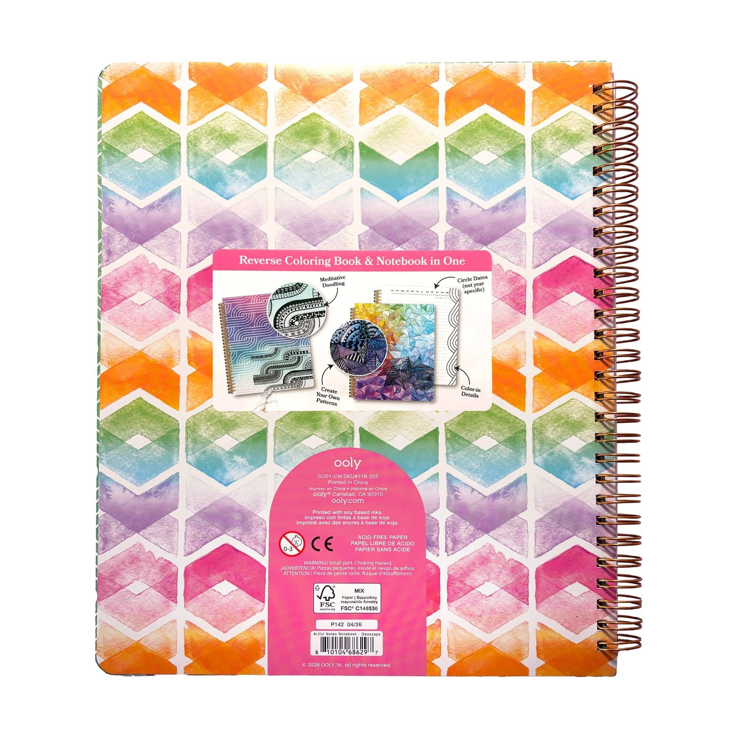 Artful Notes Reverse Coloring Book and Notebook - Geoscape