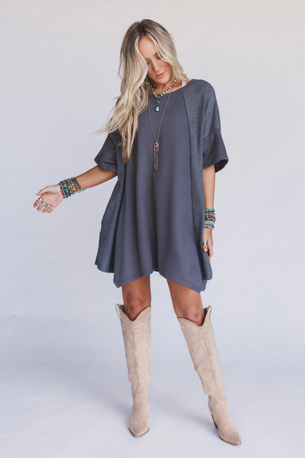 Meadowlight Tunic Dress - Charcoal Meadowlight Tunic Dress - Charcoal