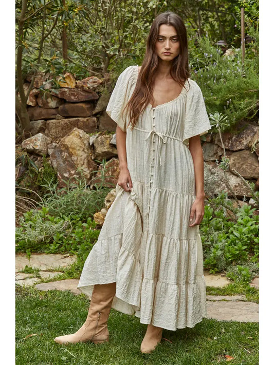 Chelles Buttondown Tiered Maxi Dress