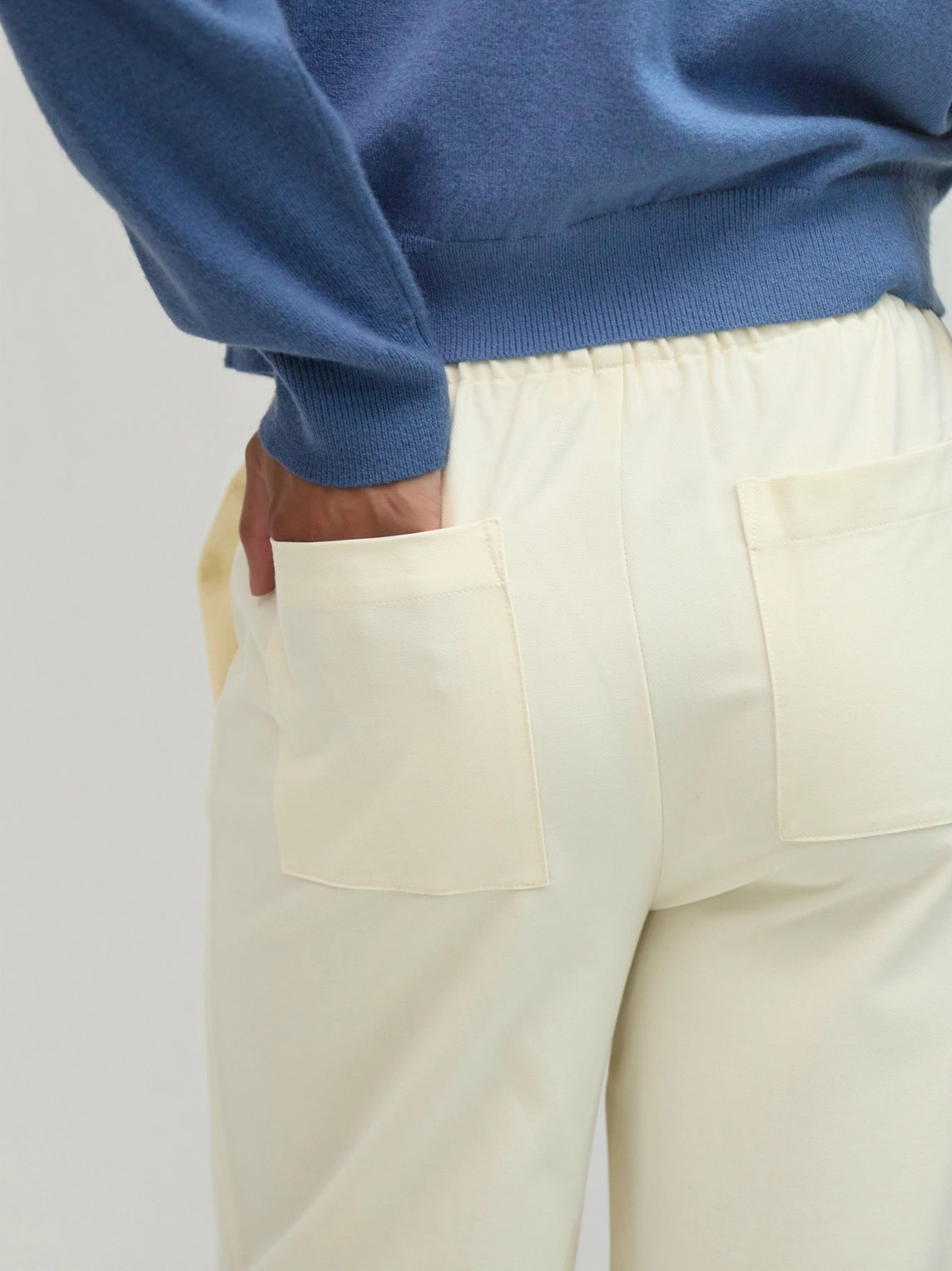 Cream Vera Pants | Drawstring Wide Leg Pants
