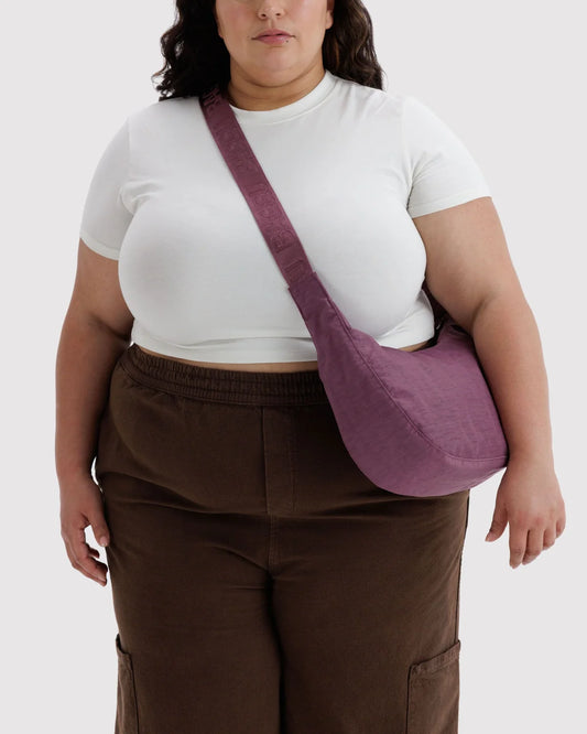 WIld Plum Medium Nylon Crescent Bag