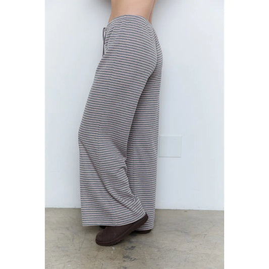 Pink + Grey Striped Pants