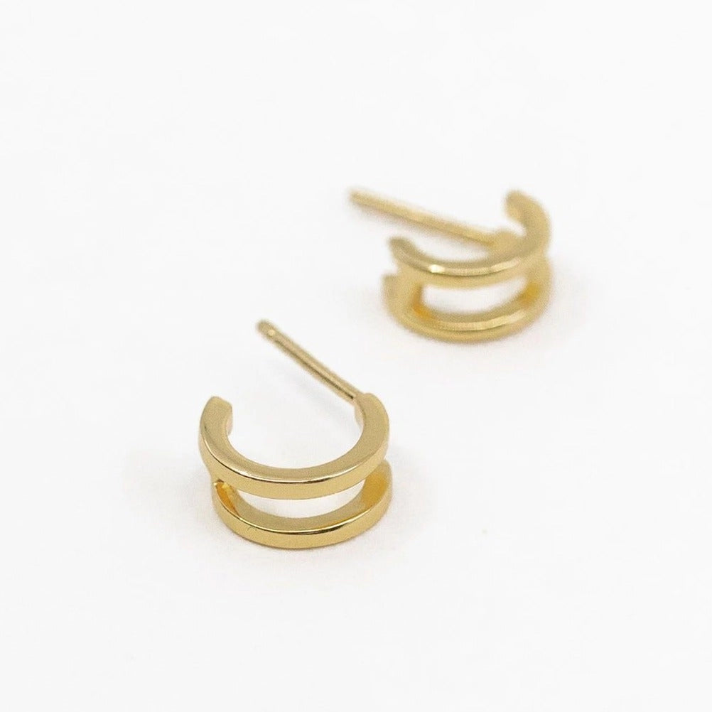 Illusion Huggie Hoop Earrings in Gold